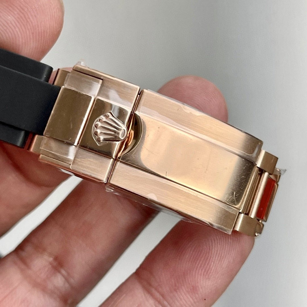 CLASSIC ROSE GOLD-TONE CASE CERAMIC BEZEL BLACK DIAL CHRONOGRAPH WATCH