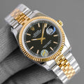 CLASSIC 36MM TWO-TONE BLACK DIAL STEEL BRACELET WATCH