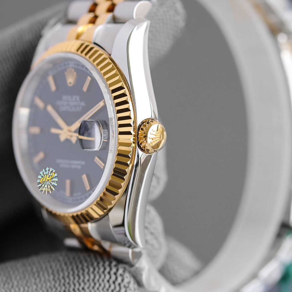 CLASSIC 36MM TWO-TONE BLACK DIAL STEEL BRACELET WATCH