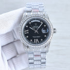 CLASSIC 41MM SILVER-TONE FULL DIAMOND-SET WATCH