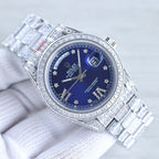 CLASSIC 41MM SILVER-TONE FULL DIAMOND-SET WATCH