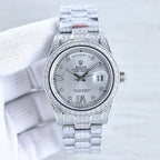 CLASSIC 41MM SILVER-TONE FULL DIAMOND-SET WATCH