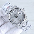CLASSIC 41MM SILVER-TONE FULL DIAMOND-SET WATCH