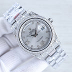 CLASSIC 41MM SILVER-TONE FULL DIAMOND-SET WATCH
