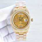 CLASSIC 41MM GOLD-TONE FULL DIAMOND-SET WATCH