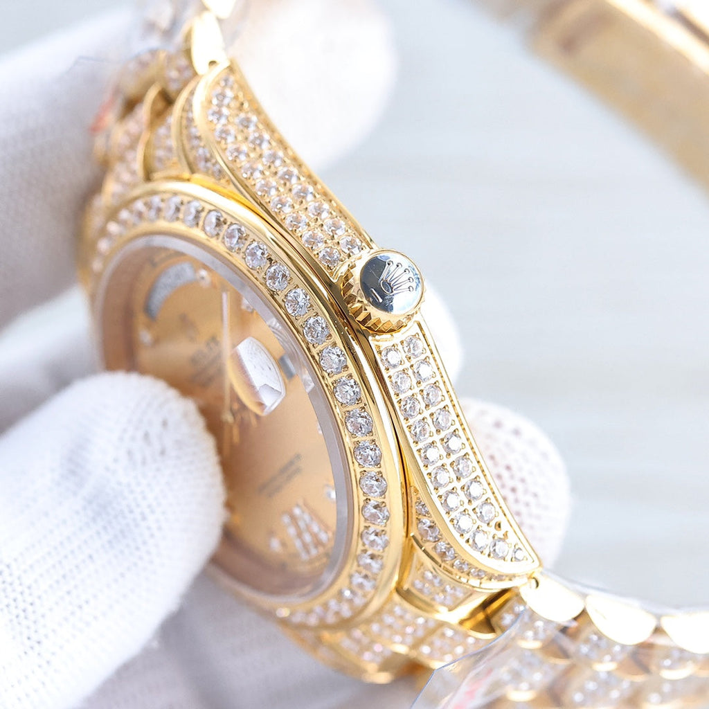 CLASSIC 41MM GOLD-TONE FULL DIAMOND-SET WATCH