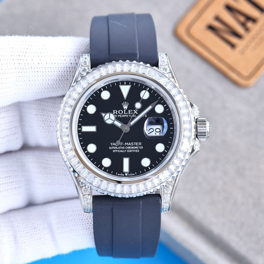 CLASSIC 42MM CUSTOM DIAMOND BEZEL BLACK DIAL WATCH