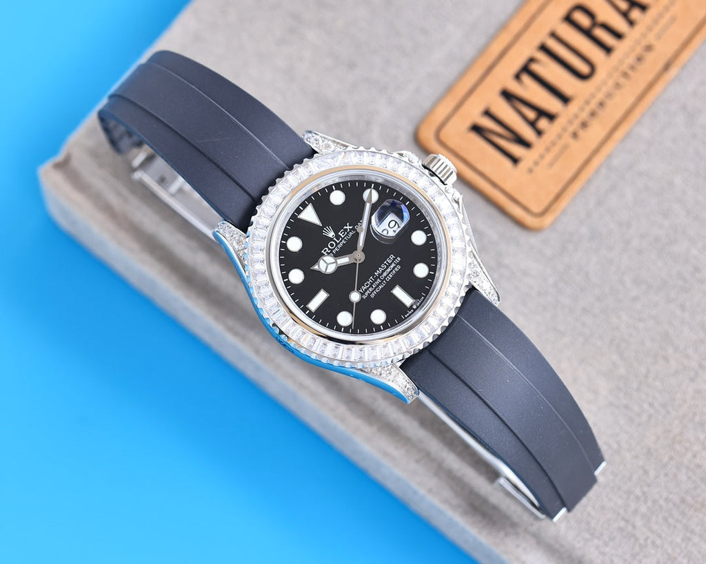 CLASSIC 42MM CUSTOM DIAMOND BEZEL BLACK DIAL WATCH