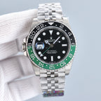 CLASSIC GMT GREEN & BLACK BEZEL STEEL BRACELET WATCH