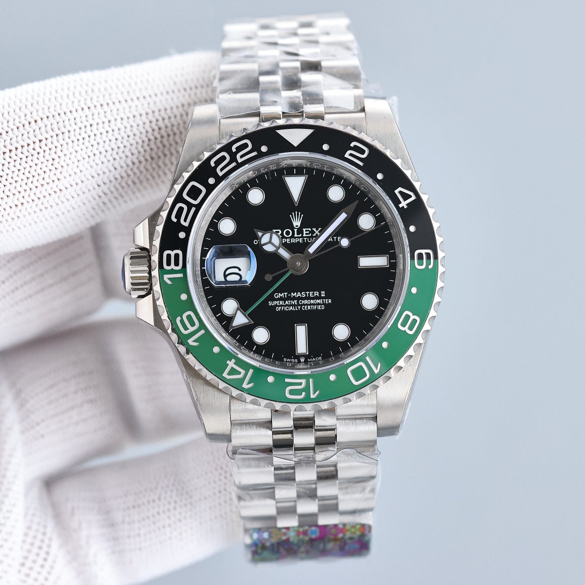 CLASSIC GMT GREEN & BLACK BEZEL STEEL BRACELET WATCH