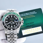 CLASSIC GMT GREEN & BLACK BEZEL STEEL BRACELET WATCH