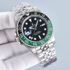 CLASSIC GMT GREEN & BLACK BEZEL STEEL BRACELET WATCH