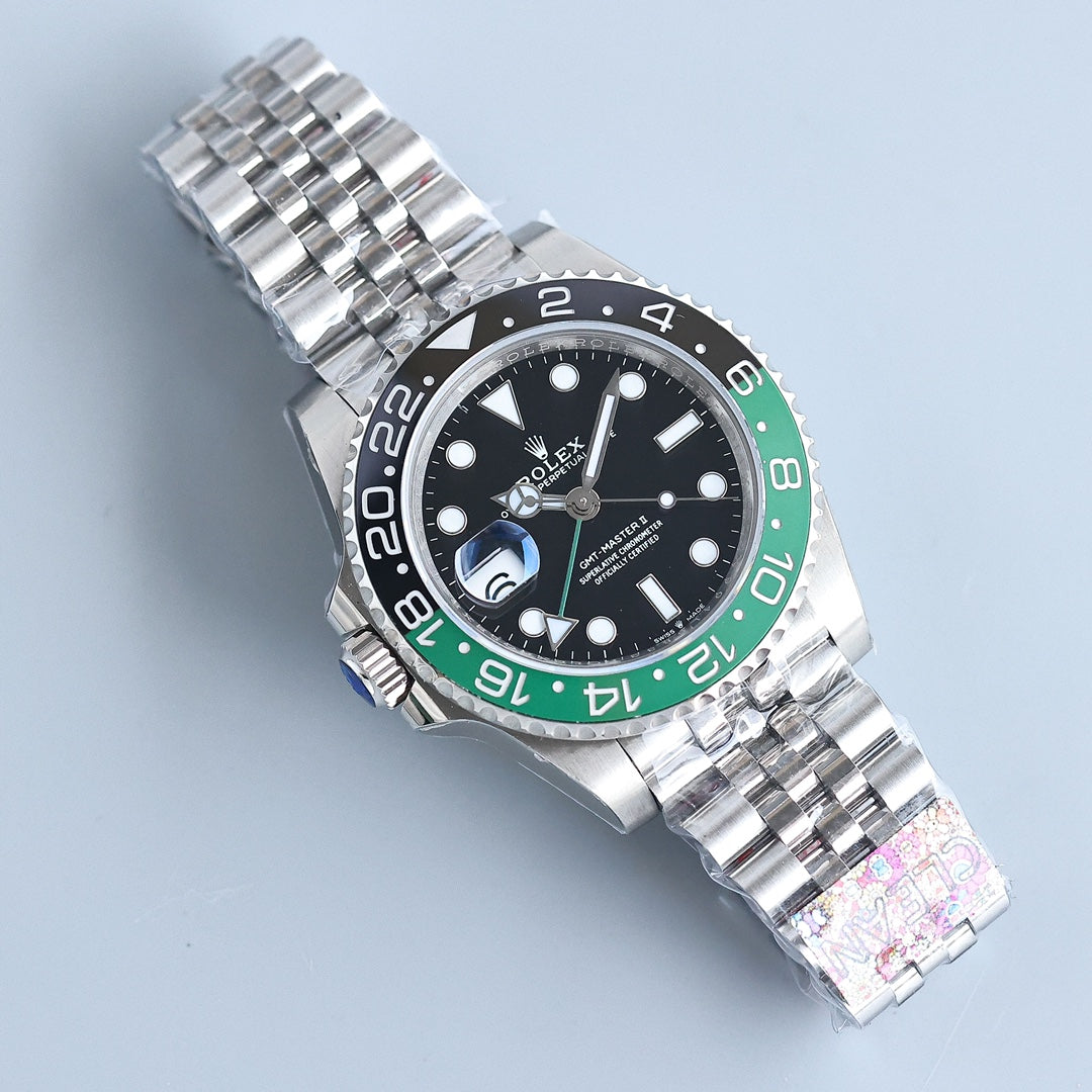 CLASSIC GMT GREEN & BLACK BEZEL STEEL BRACELET WATCH