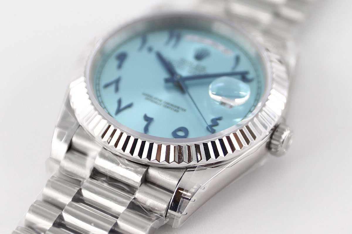 CLASSIC 41MM STAINLESS STEEL LIGHT BLUE DIAL ARABIC NUMERAL WATCH