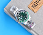 CLASSIC GMT GREEN & BLACK BEZEL GREEN DIAL STEEL BRACELET WATCH