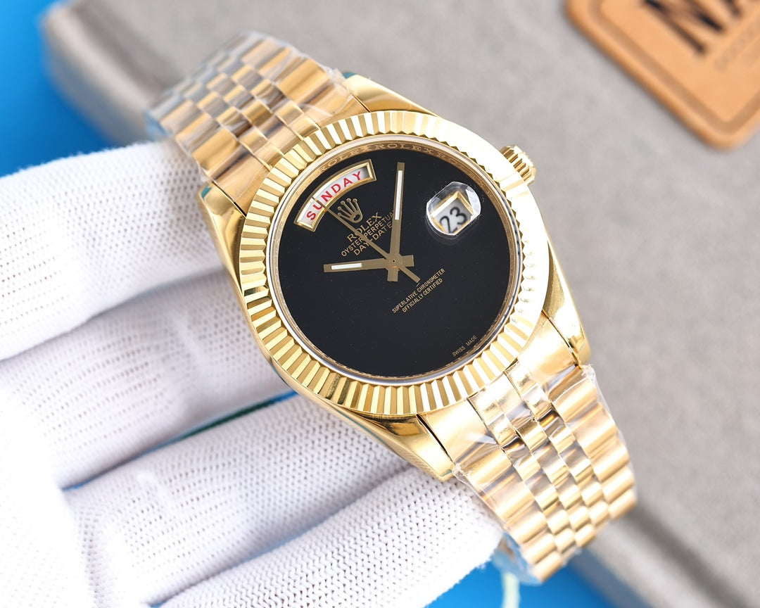 CLASSIC 41MM DAY-DATE BLACK DIAL NO-NUMERAL WATCH