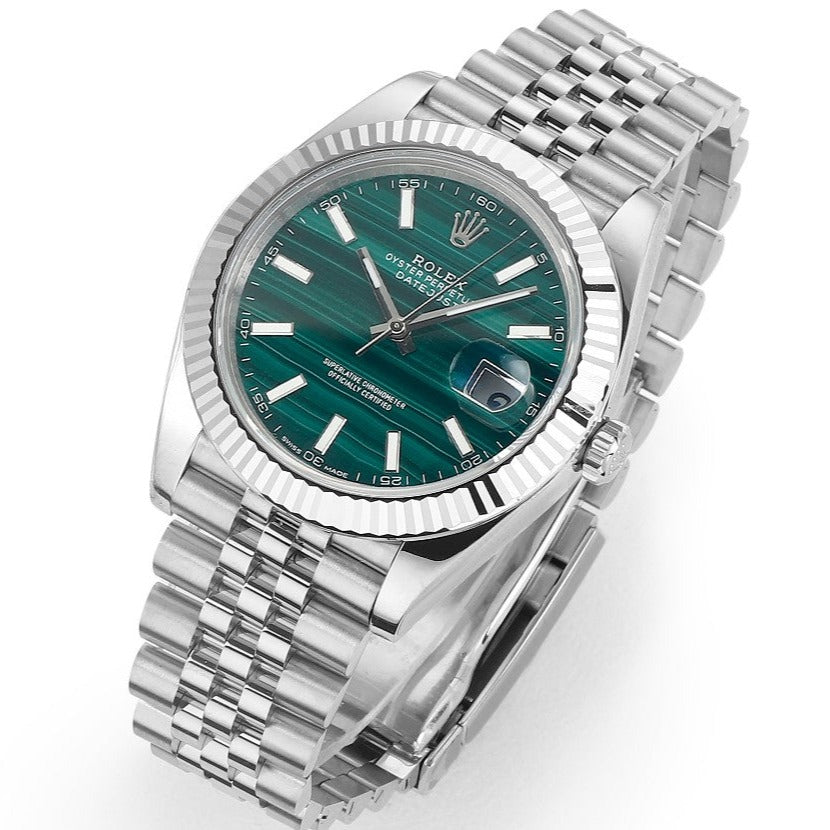 CLASSIC 41MM STEEL CASE MALACHITE DIAL WATCH