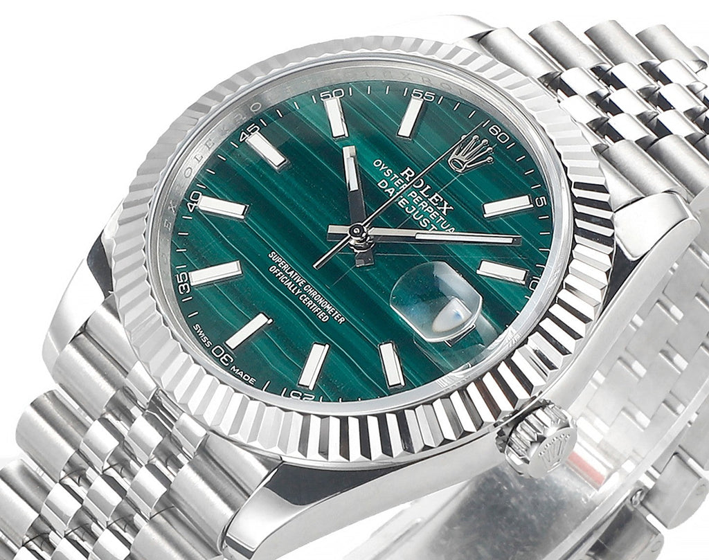CLASSIC 41MM STEEL CASE MALACHITE DIAL WATCH