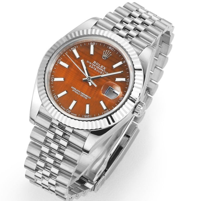 CLASSIC 41MM STEEL CASE TIGER EYE DIAL WATCH