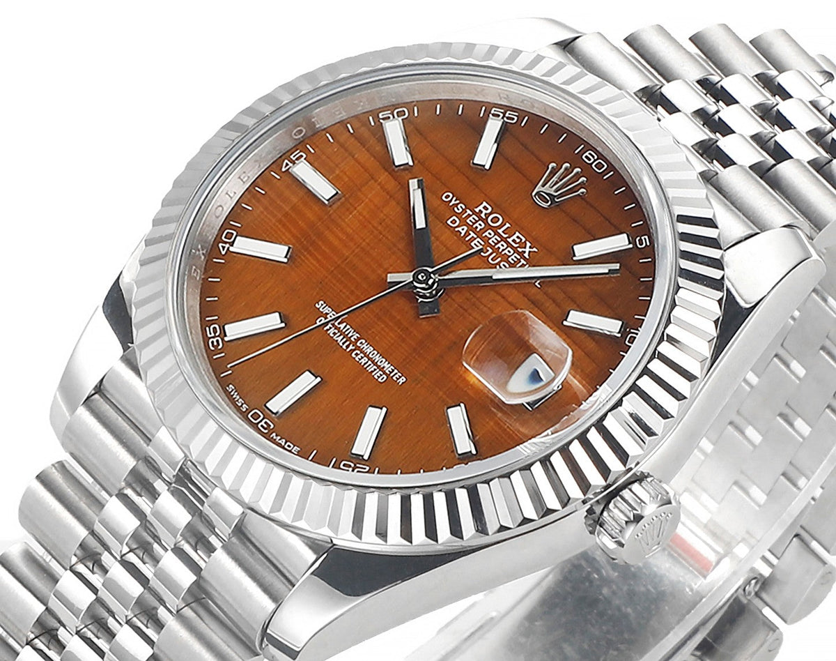 CLASSIC 41MM STEEL CASE TIGER EYE DIAL WATCH
