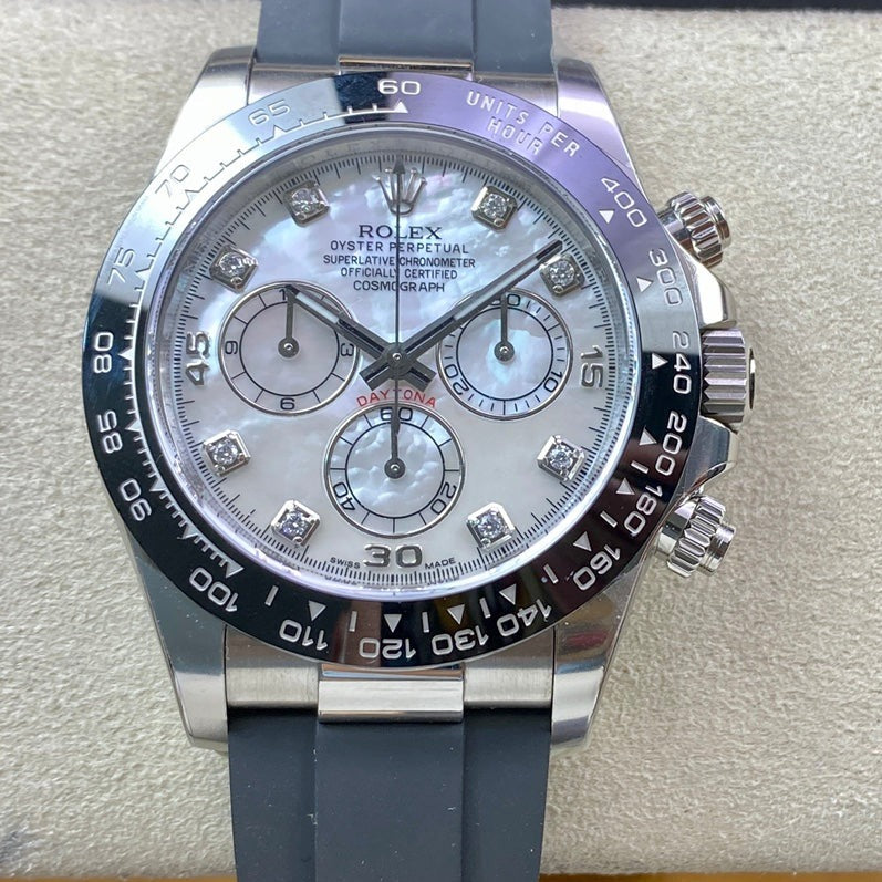 CLASSIC STEEL CASE CERAMIC WHITE MOP DIAL DIAMOND NUMERAL WATCH