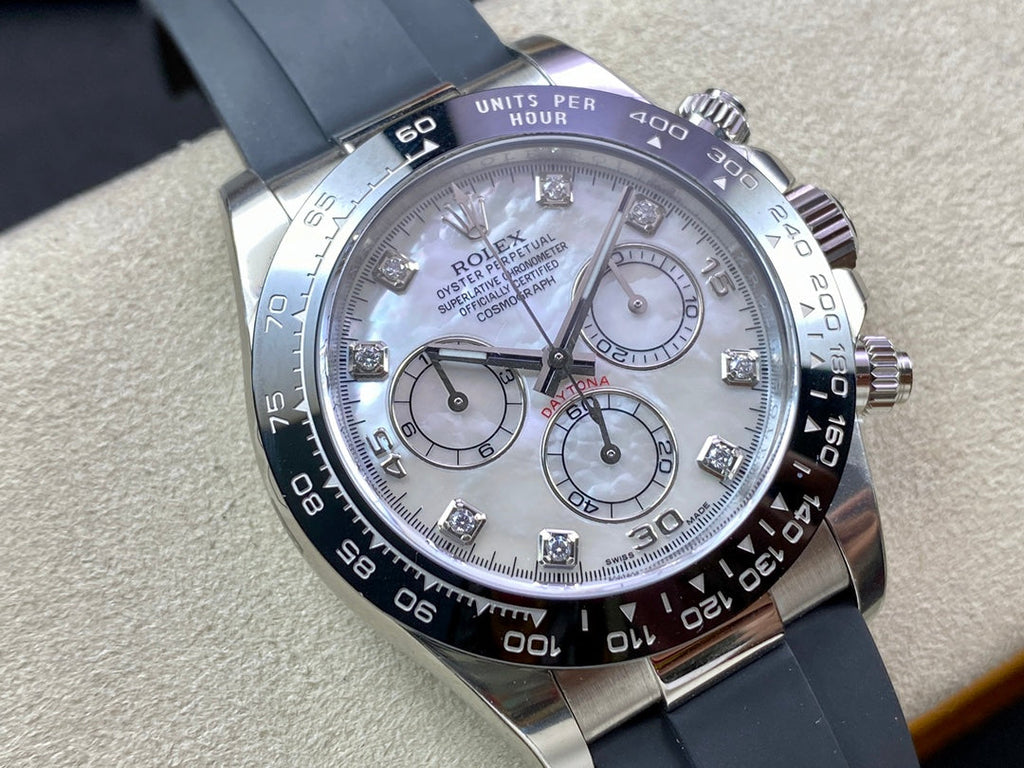 CLASSIC STEEL CASE CERAMIC WHITE MOP DIAL DIAMOND NUMERAL WATCH