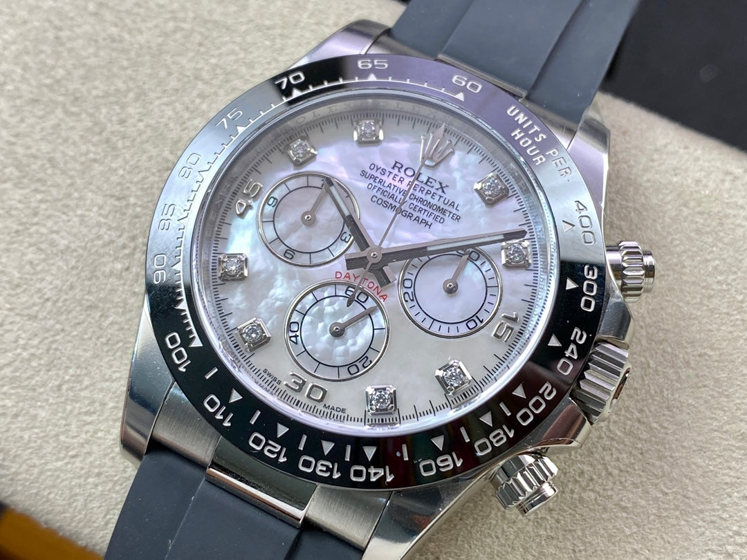 CLASSIC STEEL CASE CERAMIC WHITE MOP DIAL DIAMOND NUMERAL WATCH
