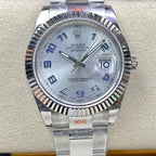 CLASSIC 41MM LIGHT BLUE NUMERALS SILVER-TONE CASE WATCH