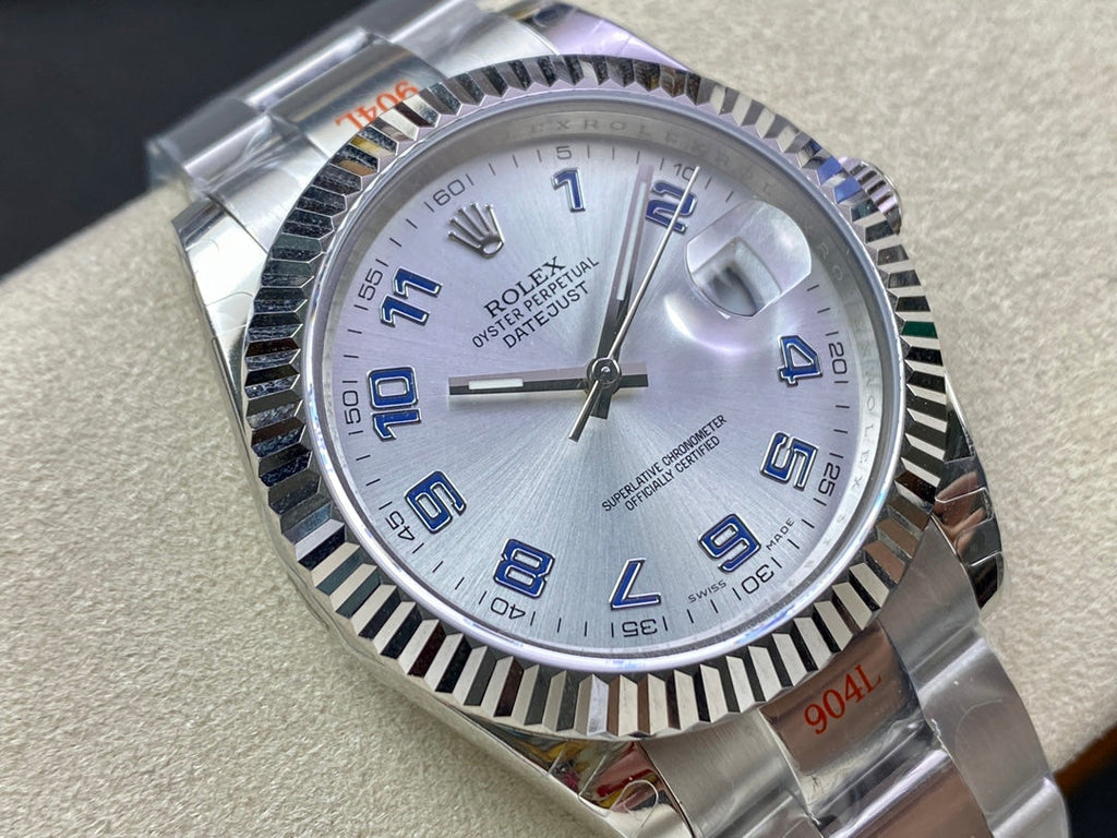CLASSIC 41MM LIGHT BLUE NUMERALS SILVER-TONE CASE WATCH