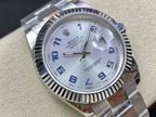 CLASSIC 41MM LIGHT BLUE NUMERALS SILVER-TONE CASE WATCH