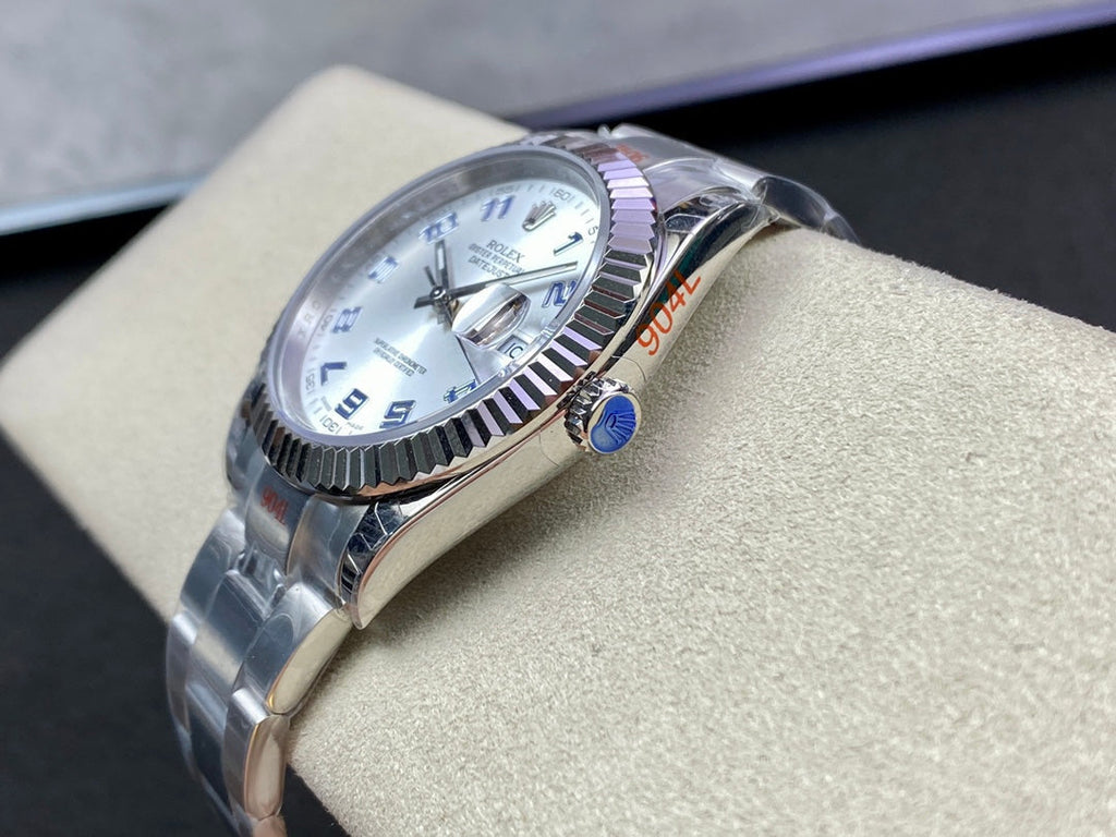 CLASSIC 41MM LIGHT BLUE NUMERALS SILVER-TONE CASE WATCH