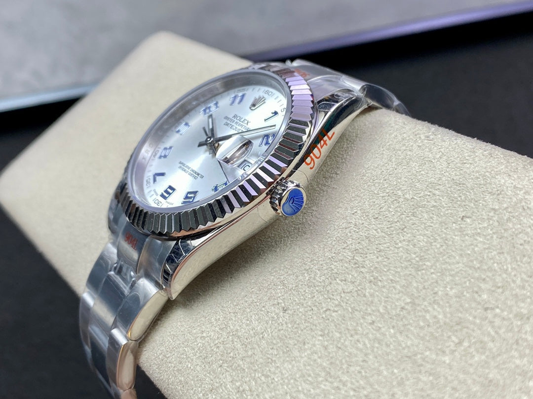 CLASSIC 41MM LIGHT BLUE NUMERALS SILVER-TONE CASE WATCH