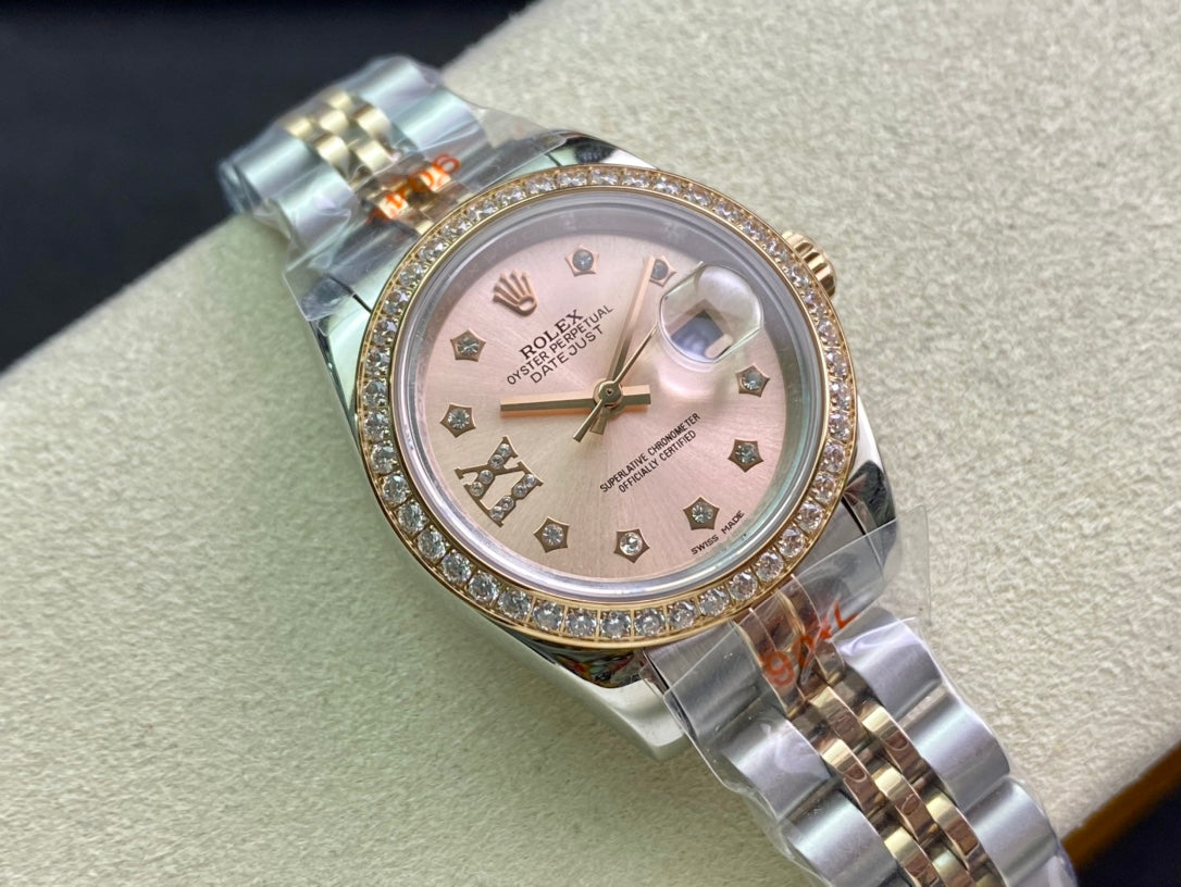 CLASSIC 28MM TWO-TONE ROSE GOLD-TONE DIAMOND BEZEL WATCH