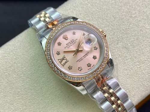 CLASSIC 28MM TWO-TONE ROSE GOLD-TONE DIAMOND BEZEL WATCH