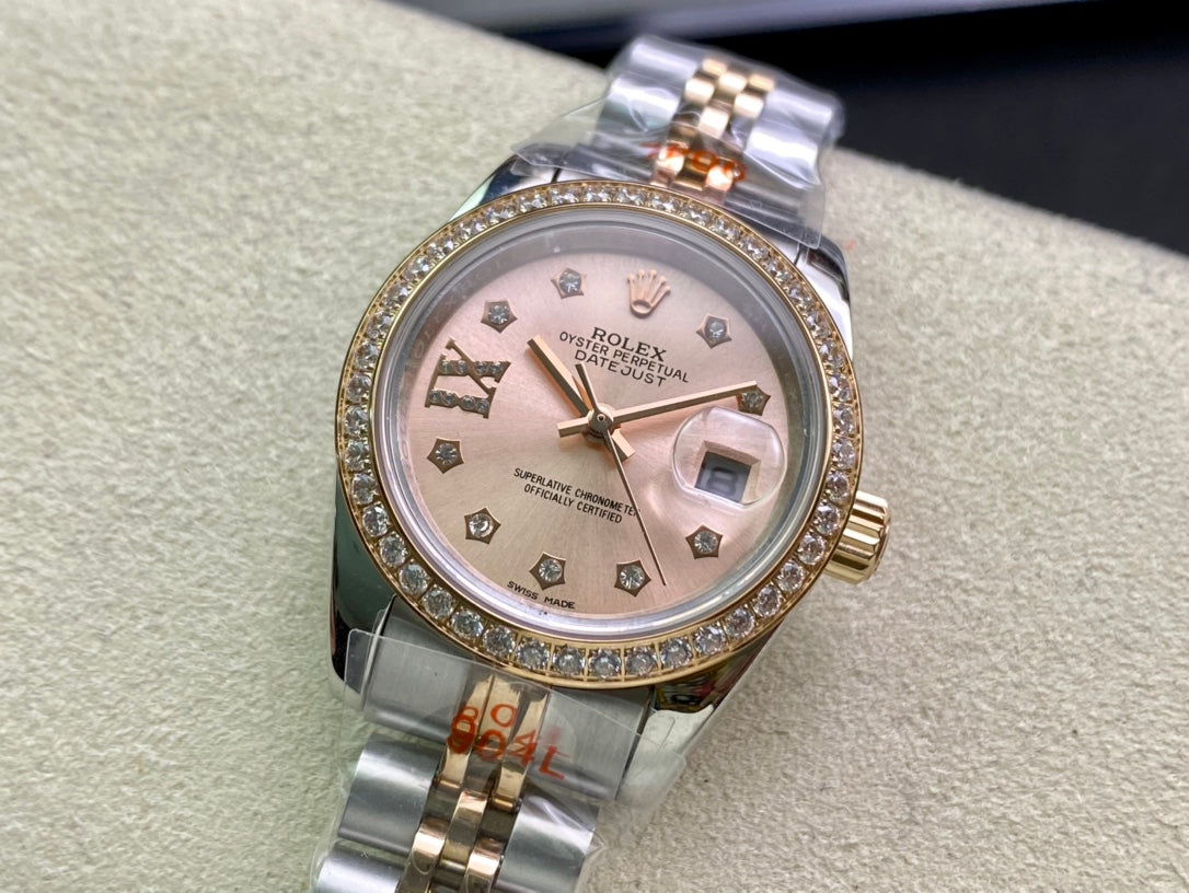 CLASSIC 28MM TWO-TONE ROSE GOLD-TONE DIAMOND BEZEL WATCH