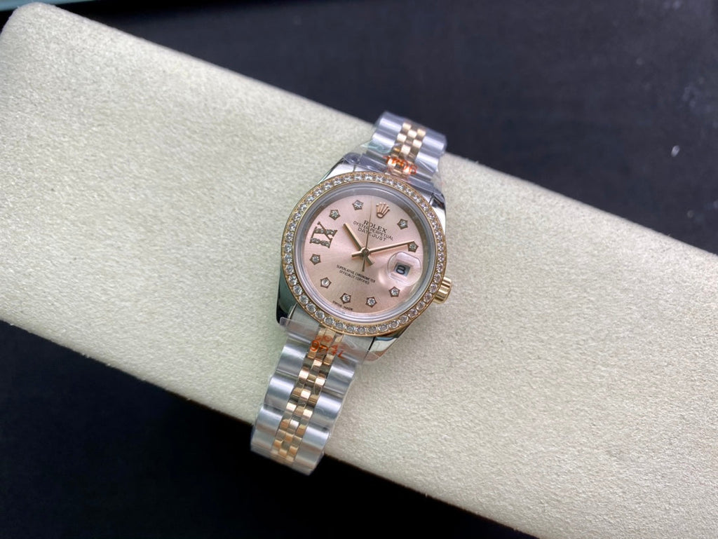 CLASSIC 28MM TWO-TONE ROSE GOLD-TONE DIAMOND BEZEL WATCH