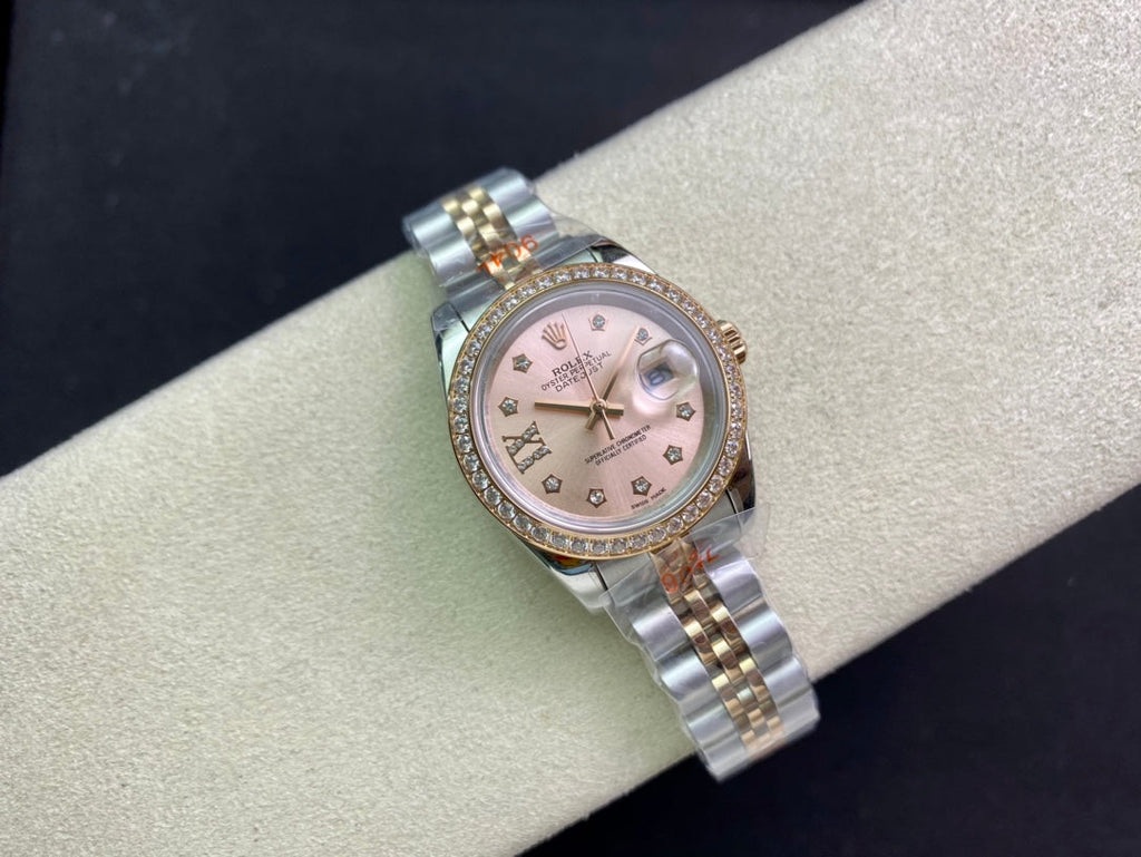 CLASSIC 28MM TWO-TONE ROSE GOLD-TONE DIAMOND BEZEL WATCH