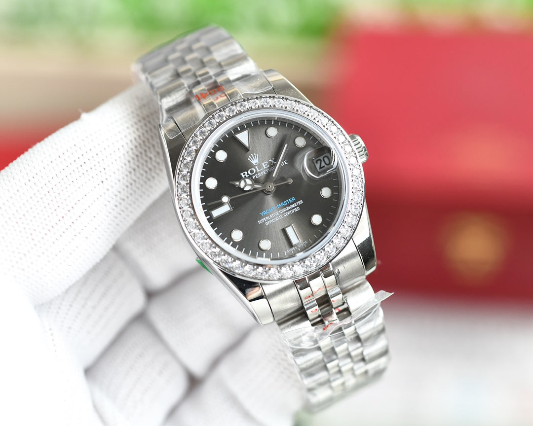 CLASSIC 36MM DIAMOND BEZEL STEEL BRACELET WATCH