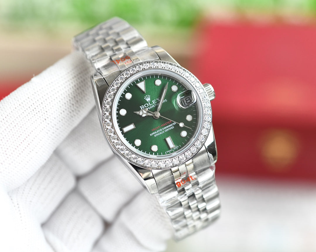 CLASSIC 36MM DIAMOND BEZEL STEEL BRACELET WATCH