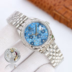 CLASSIC 31MM SILVER & BLUE FLORAL DIAL WATCH