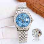 CLASSIC 31MM SILVER & BLUE FLORAL DIAL WATCH
