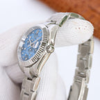 CLASSIC 31MM SILVER & BLUE FLORAL DIAL WATCH