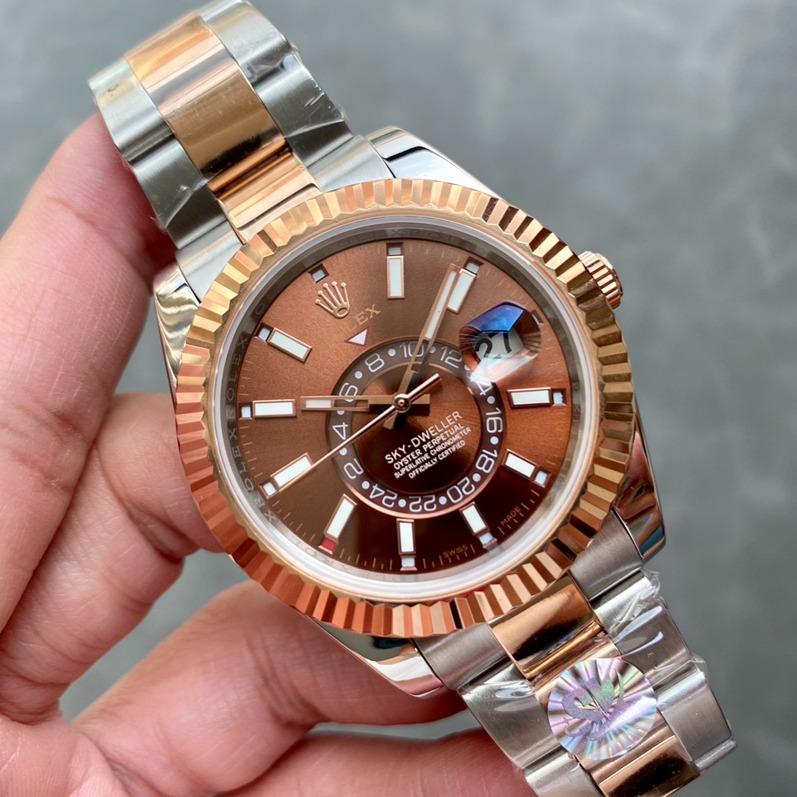 CLASSIC TWO-TONE 42MM ROSE GOLD-TONE BEZEL BROWN DIAL WATCH
