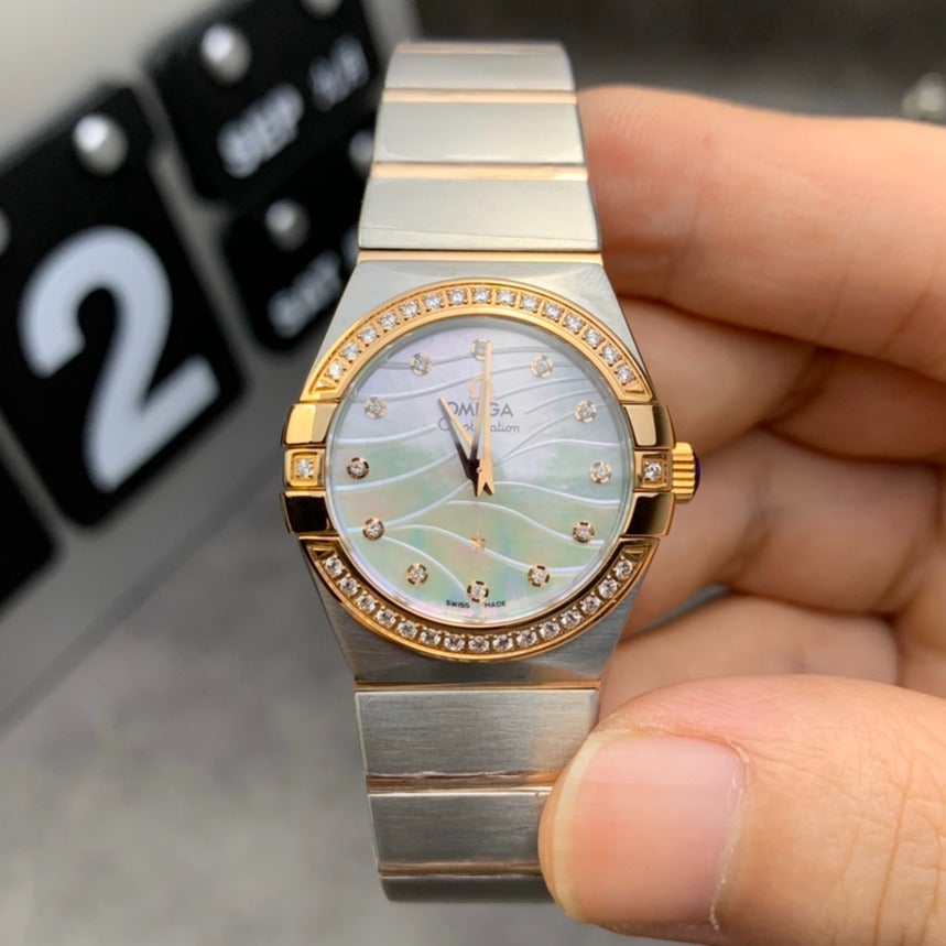 VARELLO CLASSIC LADIES 27MM QUARTZ DIAMOND BEZEL MOTHER OF PEARL DIAL