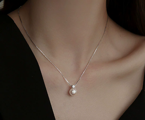 Minimalist Minimalist Pearl Chain Necklace – Beaded Pearl Pendant Necklace for Women – Elegant Everyday Jewelry for Women