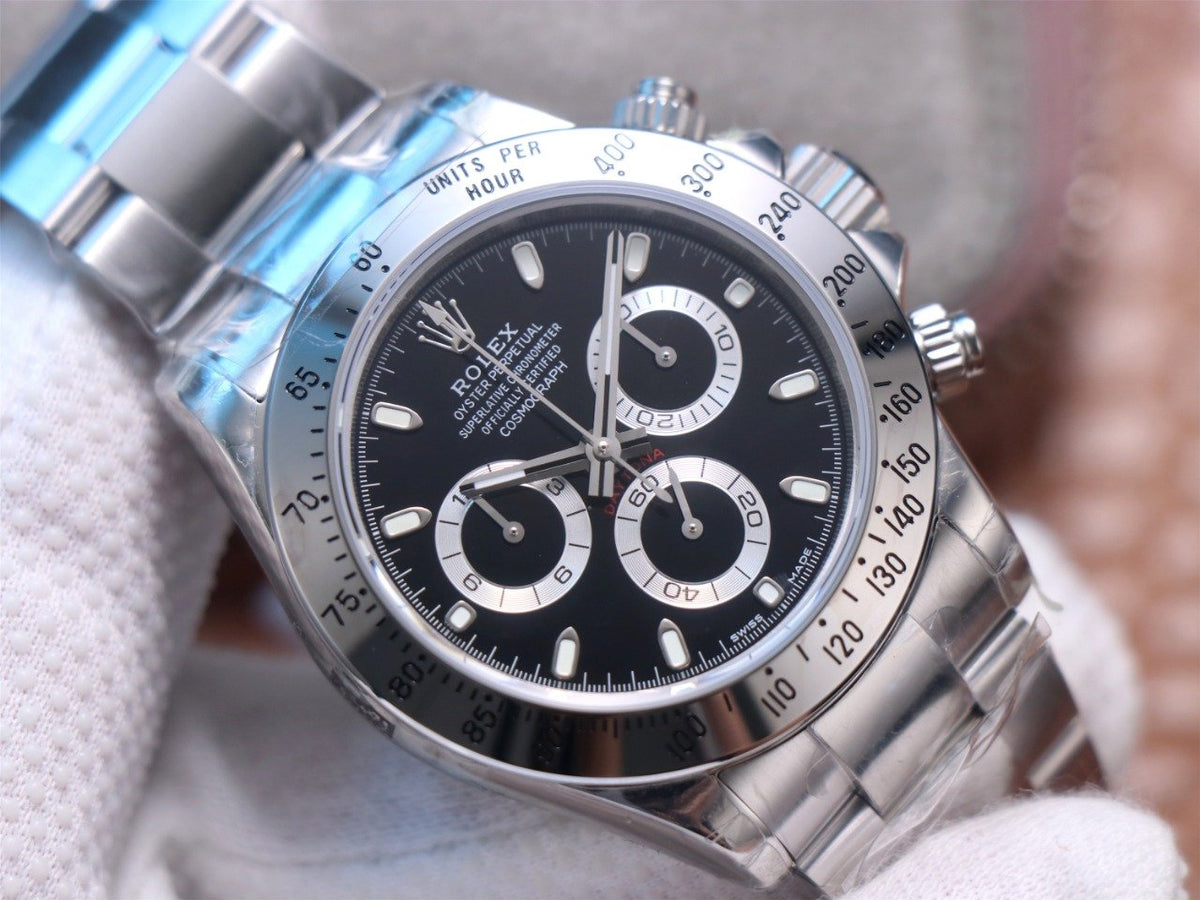 CLASSIC 40MM STAINLESS STEEL CASE BLACK DIAL WATCH