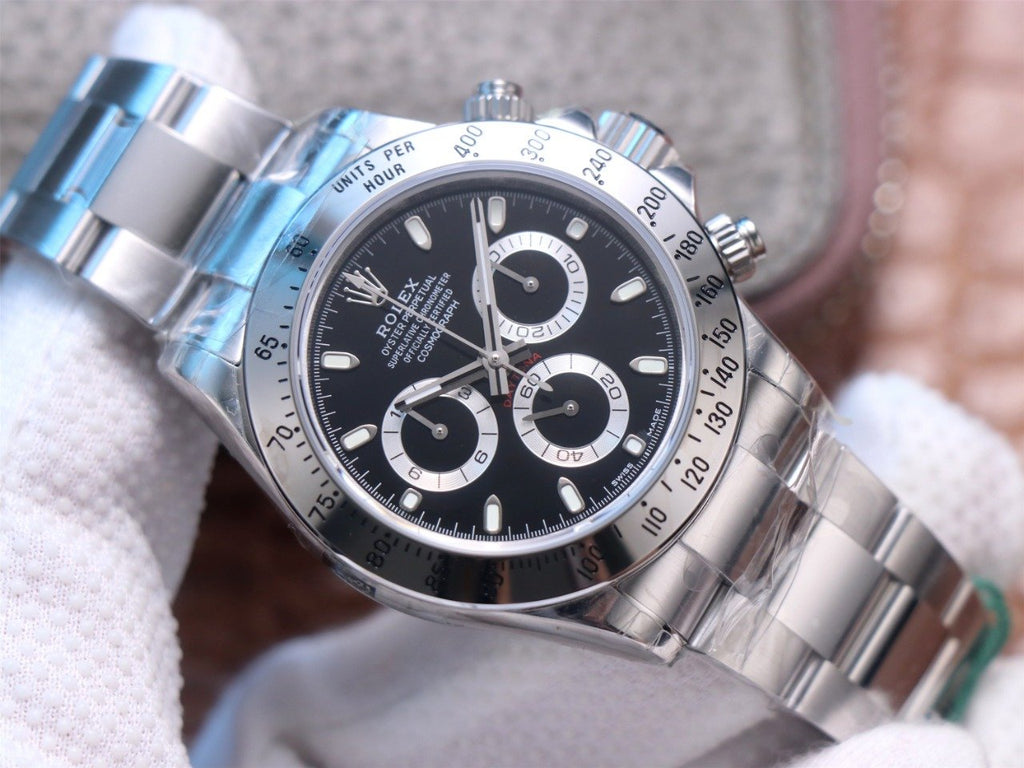 CLASSIC 40MM STAINLESS STEEL CASE BLACK DIAL WATCH