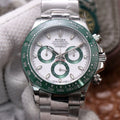CLASSIC 40MM STAINLESS STEEL CASE GREEN BEZEL WHITE DIAL WATCH