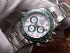 CLASSIC 40MM STAINLESS STEEL CASE GREEN BEZEL WHITE DIAL WATCH