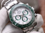 CLASSIC 40MM STAINLESS STEEL CASE GREEN BEZEL WHITE DIAL WATCH